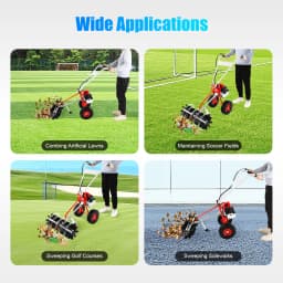 1.7hp Horsepower Lawn Yard Sweeper with Goggles 2 Large Wheels 23.62in Sweeping Width Leaf Blower for Sweep Leaves 