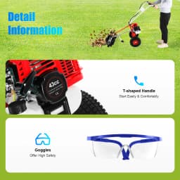 1.7hp Horsepower Lawn Yard Sweeper with Goggles 2 Large Wheels 23.62in Sweeping Width Leaf Blower for Sweep Leaves 
