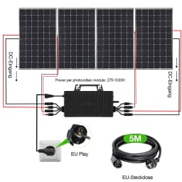 SUKFLOW 2250W Microinverter, Solar Micro Inverter with WLAN and Bluetooth, IP67 Waterproof, with 5m AC Cable for Balcony Power P