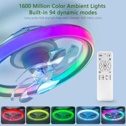 MARPOU Ceiling Fan Lights 90W 7-blade Oscillating Fan Modern Ceiling Fan with LED Light Remote Control Restaurant LED Fan Lamp