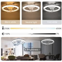 MARPOU Ceiling Fan Lights 90W 7-blade Oscillating Fan Modern Ceiling Fan with LED Light Remote Control Restaurant LED Fan Lamp