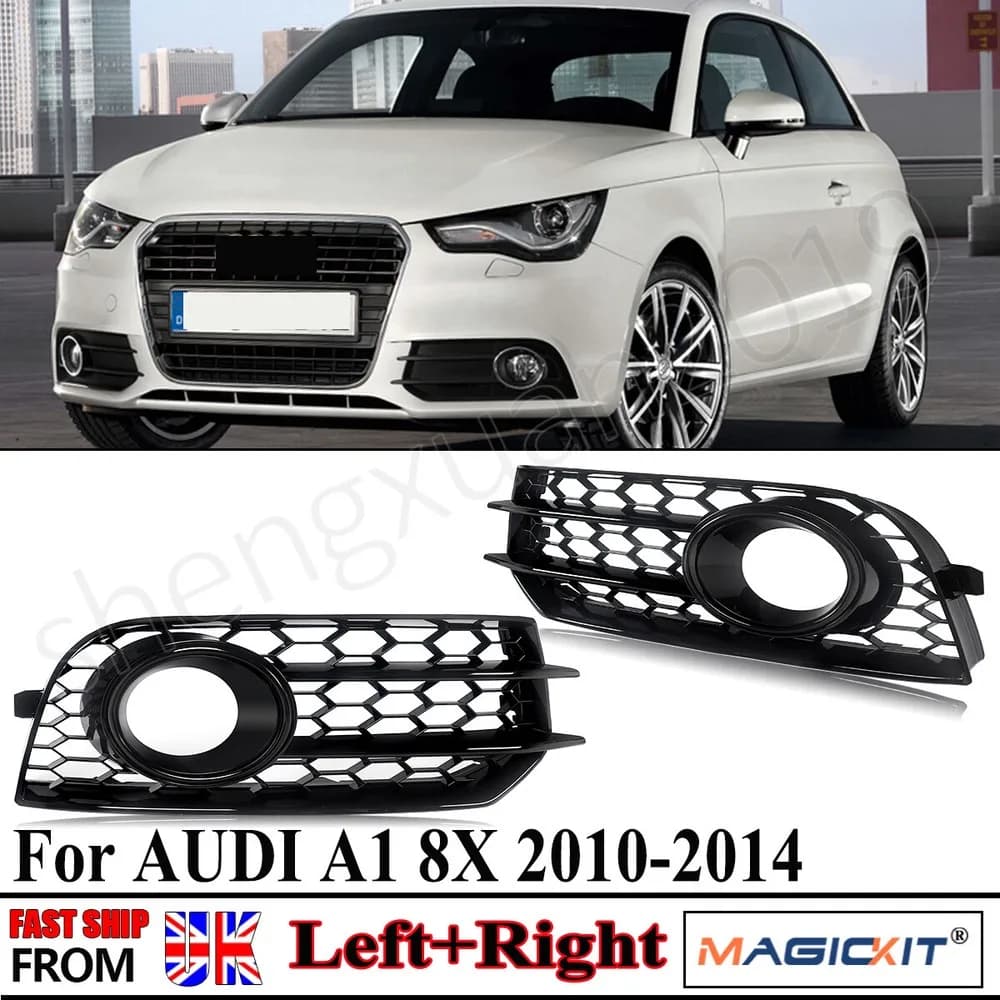 2pcs Foglight Covers Case For AUDI A1 8X 2010 2011 2012 2013 2014 Honeycomb Front Bumper Fog Light Lamp Cover Grilles Black