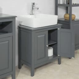 SoBuy FRG202-DG washbasin under wardrobe bathroom wardrobe vanity Under wardrobe bathroom furniture dark gray BHT approx: 60x62x30cm