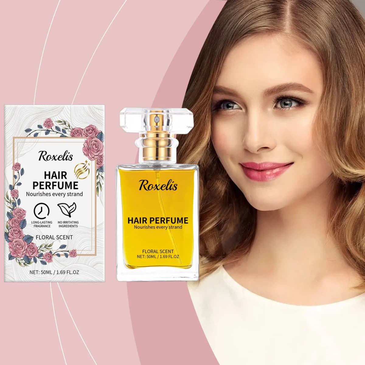 Roxelis 50ml Freshing Floral Perfume Hair Essential Oil Lasting Fragrance Charming Scent Nourish Repair Curly Dry Hair Perfume