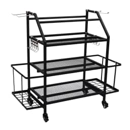 Dumbbell Stand with Three Tiers and Storage Baskets, Steel Construction, 360° Swivel Wheels with Brakes, Ideal for Organizing