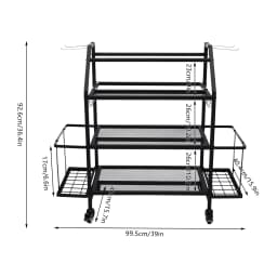 Dumbbell Stand with Three Tiers and Storage Baskets, Steel Construction, 360° Swivel Wheels with Brakes, Ideal for Organizing