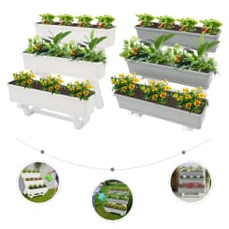 Vertical Raised Garden Bed Garden Flower Display Shelf 3-tier Elevated Planter with Planter Tray