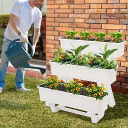 Vertical Raised Garden Bed Garden Flower Display Shelf 3-tier Elevated Planter with Planter Tray