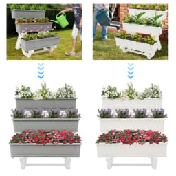 Vertical Raised Garden Bed Garden Flower Display Shelf 3-tier Elevated Planter with Planter Tray