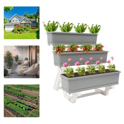 Vertical Raised Garden Bed Garden Flower Display Shelf 3-tier Elevated Planter with Planter Tray