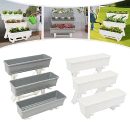 Vertical Raised Garden Bed Garden Flower Display Shelf 3-tier Elevated Planter with Planter Tray