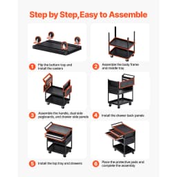 SucceBuy 5-Tier Tool Chest 2-Drawer Rolling Tool Work Cart with Locking & Pegboard Tools Storage Organizer for Garage Warehouse
