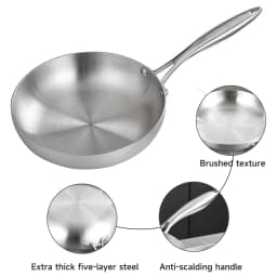 24CM/28CM Frying Pan 304 Stainless Steel 2MM Thick Wok Pan NonStick Pan Fried Steak Pot Uncoated Kitchen Cookware Cooking Pot