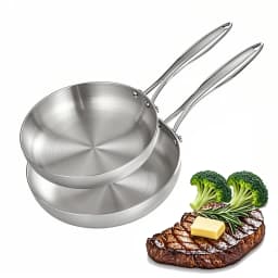 24CM/28CM Frying Pan 304 Stainless Steel 2MM Thick Wok Pan NonStick Pan Fried Steak Pot Uncoated Kitchen Cookware Cooking Pot