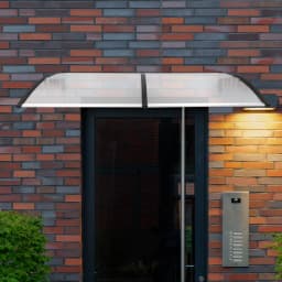 90*200 cm Arc Door Canopy Awning Shelter, Front/Back Porch Outdoor Shade Patio Roof Rain Cover Waterproof, Clear and Black