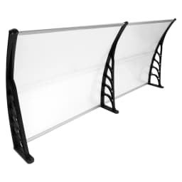 90*200 cm Arc Door Canopy Awning Shelter, Front/Back Porch Outdoor Shade Patio Roof Rain Cover Waterproof, Clear and Black