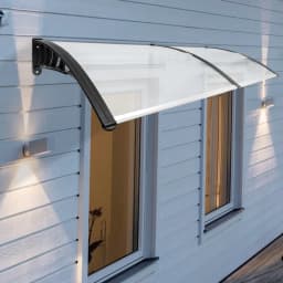 90*200 cm Arc Door Canopy Awning Shelter, Front/Back Porch Outdoor Shade Patio Roof Rain Cover Waterproof, Clear and Black