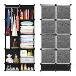 Wardrobe Bedroom wardrobe with shoe cabinet Wardrobe storage shelf modular plastic black printed cabinet with Wardrobe