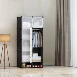 Wardrobe Bedroom wardrobe with shoe cabinet Wardrobe storage shelf modular plastic black printed cabinet with Wardrobe