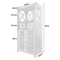 4 Tier Bathroom Cupboard Storage Cabinet Unit with Double Door, PVC Matteri, Tall and Slim, Freestanding, Waterproof, 90x40x25cm