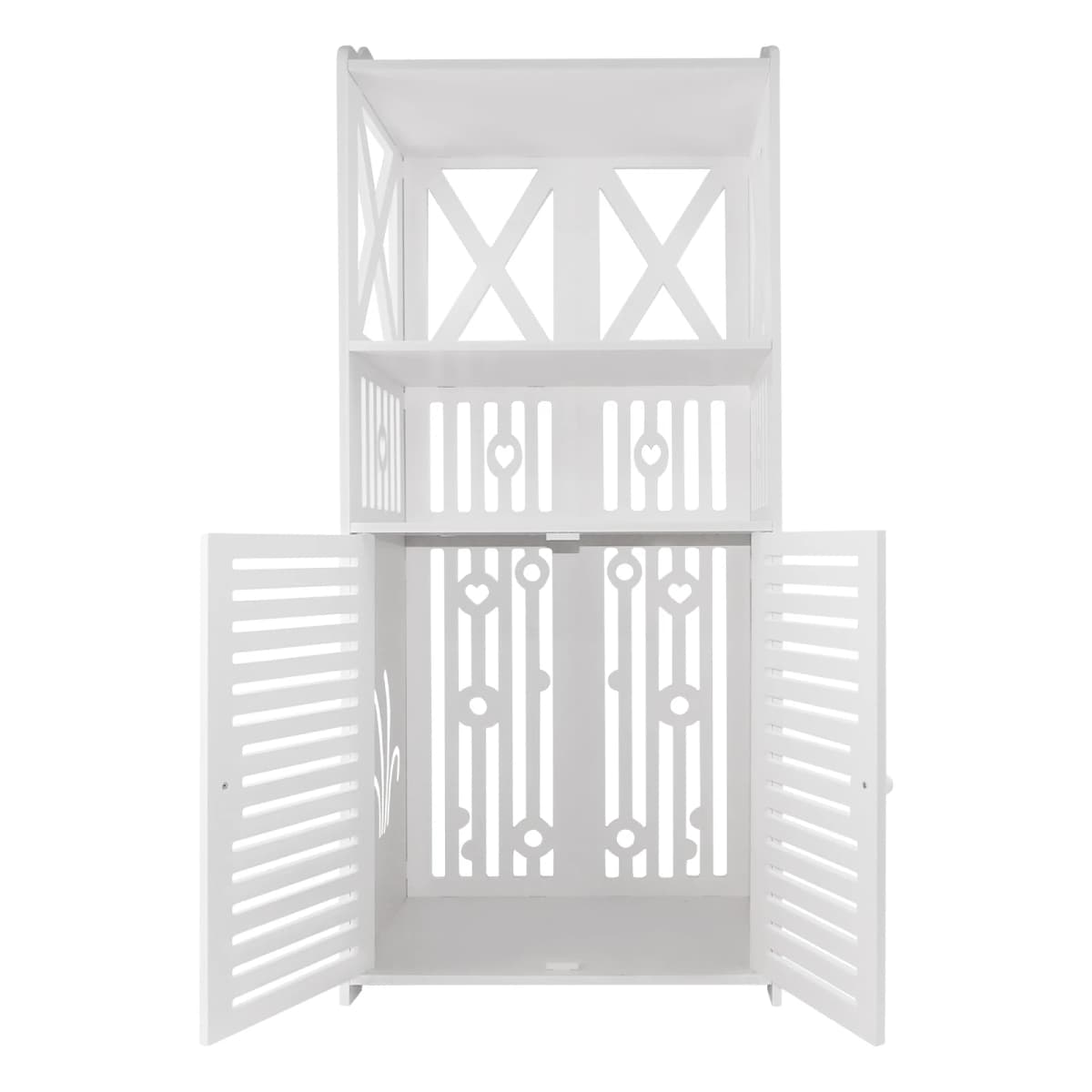 4 Tier Bathroom Cupboard Storage Cabinet Unit with Double Door, PVC Matteri, Tall and Slim, Freestanding, Waterproof, 90x40x25cm