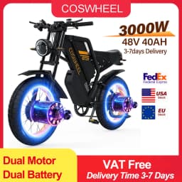 Coswheel Electric Bike GT20 PRO Dual Motor Dual 40AH Battery Motorcycle Off Road Mountain Bikes 20Inch Fat tire Electric bicycle