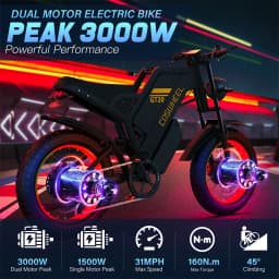 Coswheel Electric Bike GT20 PRO Dual Motor Dual 40AH Battery Motorcycle Off Road Mountain Bikes 20Inch Fat tire Electric bicycle