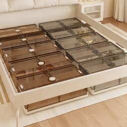 2pcs Bed Bottom Folding Storage Box Plastic Transparent Extra Large Roller Dustproof Storage Box Toy Clothes Quilt Storage Box