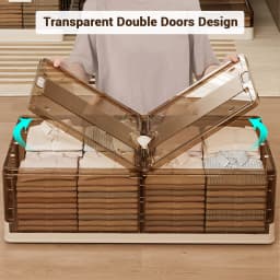 2pcs Bed Bottom Folding Storage Box Plastic Transparent Extra Large Roller Dustproof Storage Box Toy Clothes Quilt Storage Box