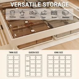 2pcs Bed Bottom Folding Storage Box Plastic Transparent Extra Large Roller Dustproof Storage Box Toy Clothes Quilt Storage Box