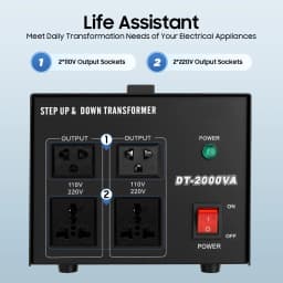 Power Transformers, 2000W 220V/110V Two-way Conversion One-Click Switch Transform Adapter for Imported Appliances