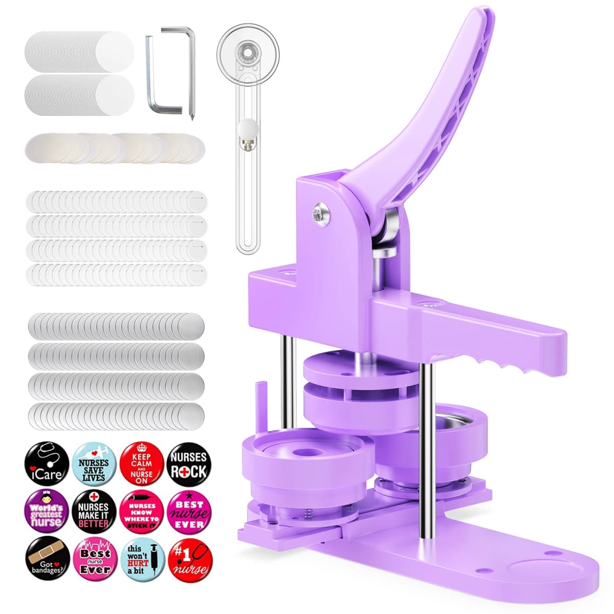 Button Maker Machine Kit, DIY Badge Pin Maker, Circle Cutter, 25mm, 32mm, 58mm, 300Pcs Button Maker Machine For Badges Button
