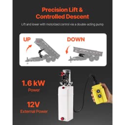 SucceBuy Hydraulic Dump Lift Kit 8/10T Dump Trailer Hydraulic Scissor Hoist Kit Hydraulic Dump Bed Kit with 12V Hydraulic Pump