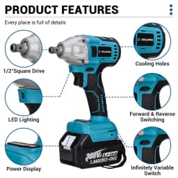 Drillpro 4 in 1 Electric Power Tools Set 800N.M Electric Wrench Rotary Hammer 13mm Power Drill 125mm Angle Grinder For Battery