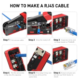 ZoeRax RJ45 Crimp Tool for Cat7 Cat6a Cat6 Cat5e Ethernet Connectors with wire stripping,cutting functions and Blade