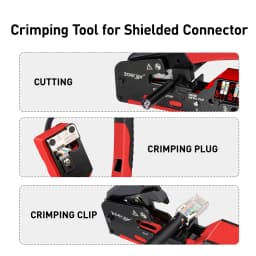 ZoeRax RJ45 Crimp Tool for Cat7 Cat6a Cat6 Cat5e Ethernet Connectors with wire stripping,cutting functions and Blade
