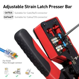 ZoeRax RJ45 Crimp Tool for Cat7 Cat6a Cat6 Cat5e Ethernet Connectors with wire stripping,cutting functions and Blade