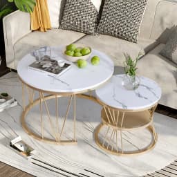 Rosahqnda 2 set coffee tables 70*45cm Table 45*40cm with white plate and black leg pad