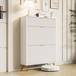 Rosahqnda shoe storage with 2 folding drawers, a top shelf and a side shelf for boots