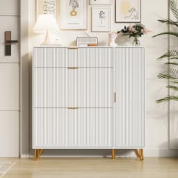 Rosahqnda shoe storage with 2 folding drawers, a top shelf and a side shelf for boots