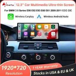 12.3'' Ultra-thin Screen Car Multimedia Display For BMW 3 Series E90 E91 E92 E93 5 Series E60 E61 Wireless CarPlay Android Auto