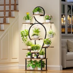 1pc Indoor Plant Stand With Grow Lights, 9-tier corner display stand, 160cm Multi-functional Metal shelf For Plants, Handicraft