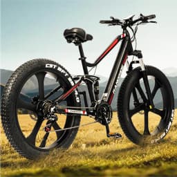 RANDRIDE YX90M Electric Bike, 26'' Fat Tire, 1000W Brushless Motor, 48V13.6Ah Battery, 45km/h Max Speed, 100km Range,