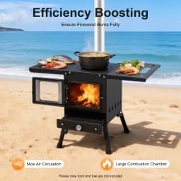 Folding Outdoor Camping Firewood Stove Adjust the Height Smoke Cleanly Outdoor Camping Stove Portable Tent Stove