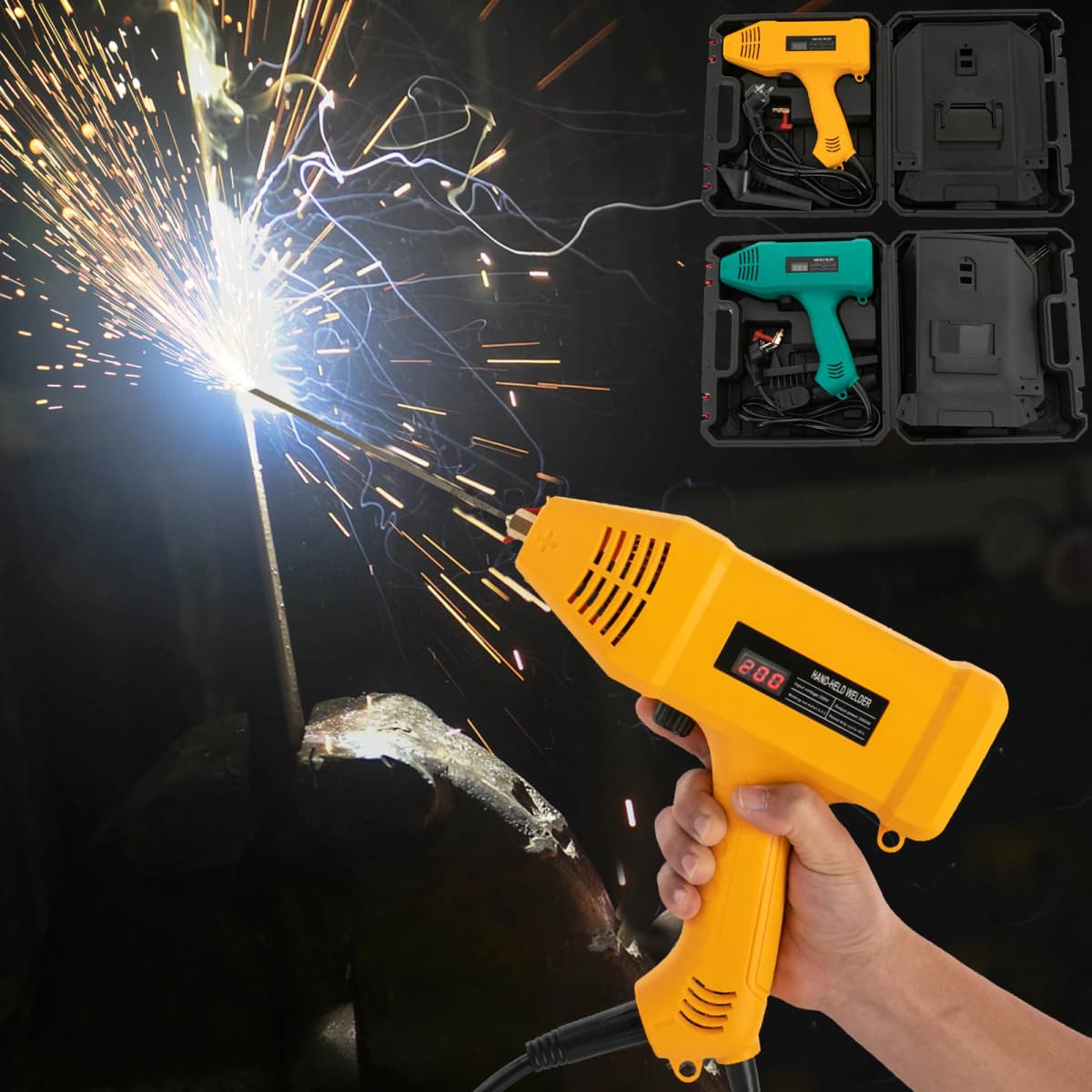 220v - 3000W Handheld Welder, Portable LED Digital Welding Machine Set with Toolbox, 20-200A Current Adjustable,