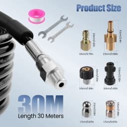 30M Pressure Washer Hose Compatible with Karcher& Bosch Pressure Washer 400Bar/5800PSI Drain Jetter for Pressure Washer