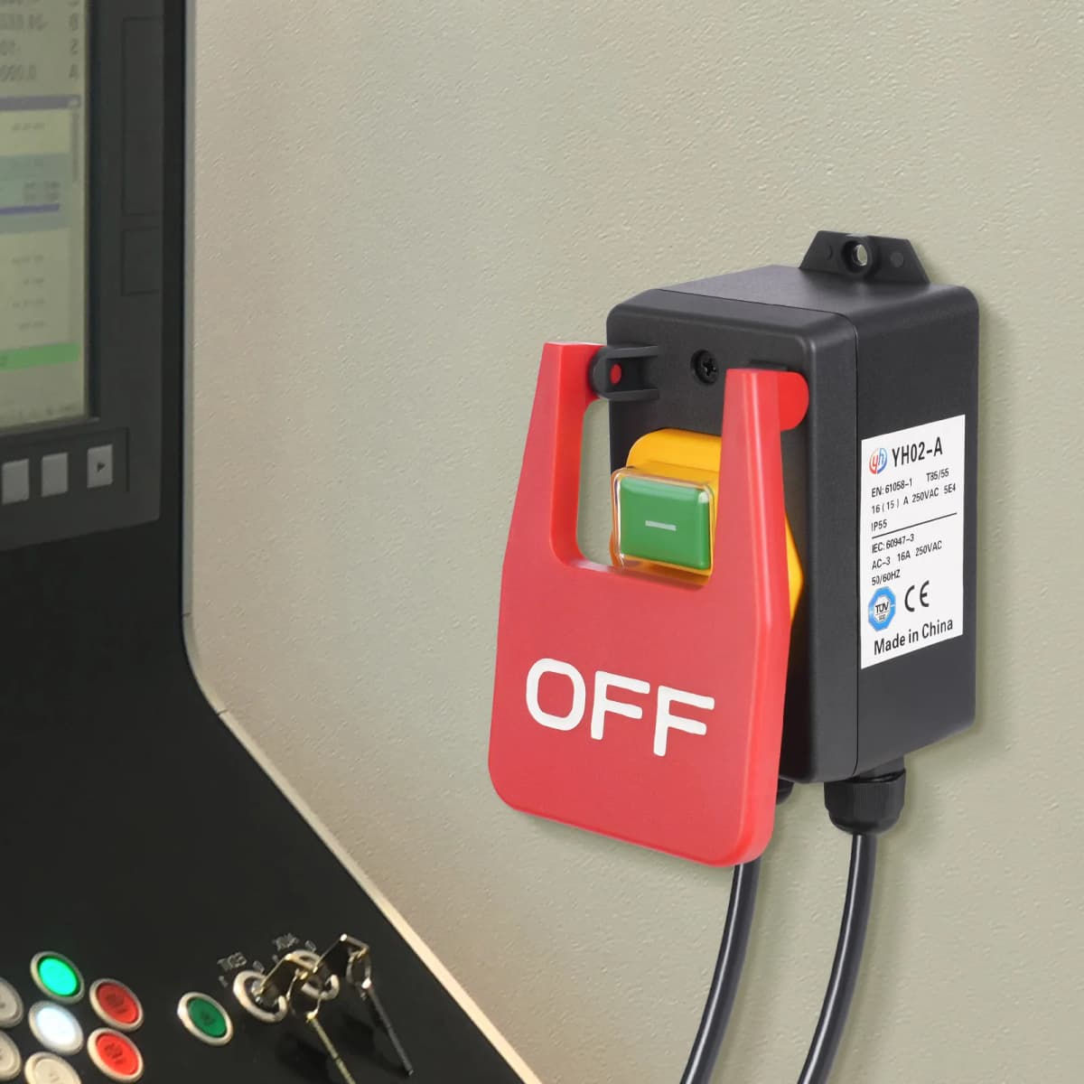 2000W Electromagnetic Switch Safety Switch with Socket Emergency Stop Switch AC250V 50/60Hz