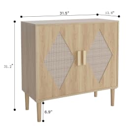Kitchen Storage Sideboard with Woven Rattan Decorated Doors Liquor Coffee Buffet Cabinet for Living Room, Kitchen, Entryway