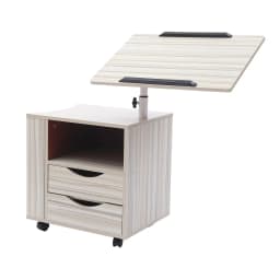 Bedside Table Bedroom Functional Wooden Bedside Table Rotatable Adjustable With Drawers, Castors and Open Shelves For Bedroom