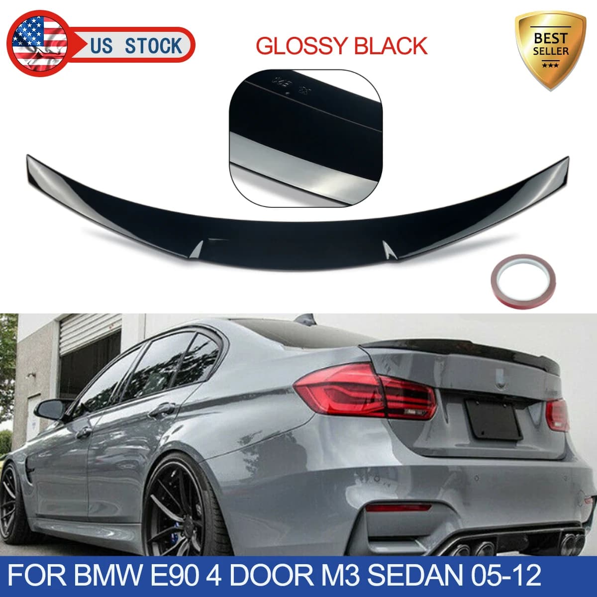 ABS Plastic Rear Spoiler For BMW 3 Series E90 Sedan 2005-2011 M4 Type Glossy Black Rear Trunk Boot Lip Spoiler Wing Car Stying